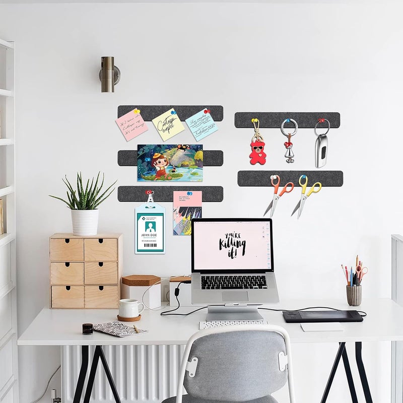 Arlasuo Felt Pin Board Bar Strips Bulletin Board for Bedrooms Offices Home Wall Decoration, Notice Board Self Adhesive Cork Board with 35 Push Pins for Paste Notes, Photos, Schedules - Image 4